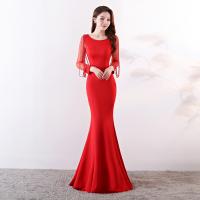 Gauze & Spandex & Cotton Slim & floor-length & Mermaid Long Evening Dress plain dyed PC