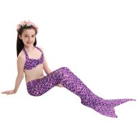 Polyester Children Mermail Swimming Suit backless & three piece Polyester fish scale pattern PC