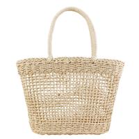 Straw Woven Tote large capacity & hardwearing & hollow & breathable Solid light gold PC