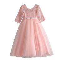 Polyester & Cotton Soft & Princess Girl One-piece Dress & breathable patchwork PC