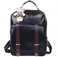 PU Leather Easy Matching Backpack with hanging ornament & durable & large capacity Solid PC
