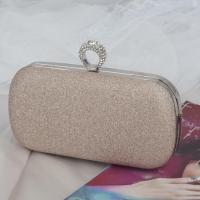 PU Leather hard-surface & Evening Party Clutch Bag with chain Rhinestone Solid PC
