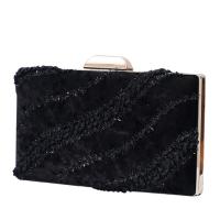 Velour & Polyester Box Bag & Evening Party Clutch Bag with chain Solid PC