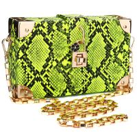 PU Leather hard-surface & Easy Matching Crossbody Bag with chain & durable snakeskin pattern green PC