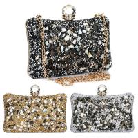 PU Leather hard-surface & Box Bag Clutch Bag with chain & attached with hanging strap & with rhinestone PC