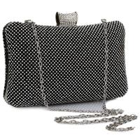 Satin Box Bag & Easy Matching Clutch Bag soft surface & attached with hanging strap & with rhinestone Polyester PC