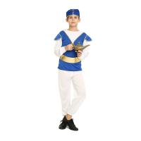 Polyester Children Halloween Cosplay Costume for boy hat & Pants & belt & top blue PC