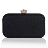 Satin & PU Leather Box Bag Clutch Bag hardwearing & attached with hanging strap & with rhinestone Solid PC