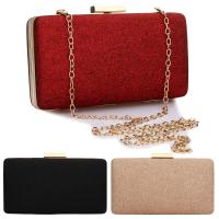 Satin & PU Leather Box Bag & Easy Matching Clutch Bag with chain & soft surface & attached with hanging strap PC