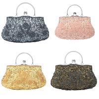 Polyester Beaded Handmade Evening Party Clutch Bag attached with hanging strap with Tiny glass beads & Zinc Alloy floral Sold By PC