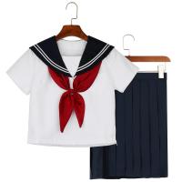 Polyester Schoolgirl Costume with bowknot & breathable skirt & top Solid white PC