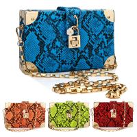 PU Leather Easy Matching Crossbody Bag with chain & hardwearing snakeskin pattern PC