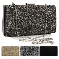 PU Leather & Polyester hard-surface & Box Bag Clutch Bag with chain & attached with hanging strap & with rhinestone Glitter PC