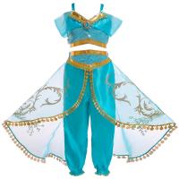 Polyester Children Princess Costume with bowknot & for girl & with rhinestone Sequin & Gauze & Polyester Pants Solid blue PC