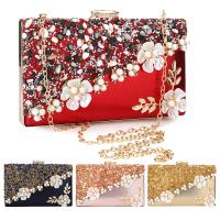 PVC Easy Matching Clutch Bag with chain & attached with hanging strap & with rhinestone floral PC