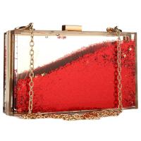Acrylic hard-surface & Easy Matching Clutch Bag with chain & attached with hanging strap & transparent red PC