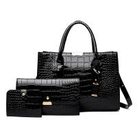 Patent Leather Bag Suit large capacity & attached with hanging strap & three piece crocodile grain PC