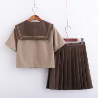 Polyester Schoolgirl Costume with bowknot skirt & top brown PC