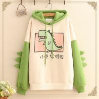 Cotton With Siamese Cap Women Sweatshirts loose & thermal Cartoon green : PC