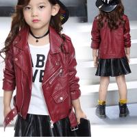 PU Leather Girl Coat & with belt patchwork Solid PC