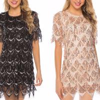 Sequin & Polyester Slim One-piece Dress mid-long style Solid PC