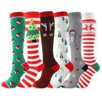 Nylon Unisex Knee Socks christmas design & breathable mixed colors Lot