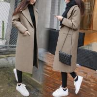 Woollen Cloth & Polyester Women Coat mid-long style & thicken & loose & thermal patchwork Solid PC