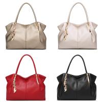 PU Leather Handbag with hanging ornament & soft surface & waterproof Polyester PC