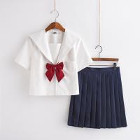 Chemical Fiber Schoolgirl Costume & breathable skirt & top Solid white PC