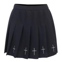 Polyester Pleated Skirt Solid black PC