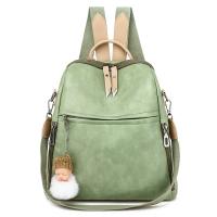 PU Leather Backpack with hanging ornament & soft surface & waterproof Polyester Solid PC