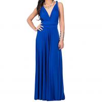 Spandex & Cotton Long Evening Dress backless & floor-length & multi-way wearing shoulder strap Solid PC