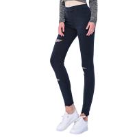 Cotton Denim Plus Size Women Leggings lift the hip & slimming & sweat absorption & hollow & breathable frayed Solid PC