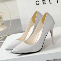 PU Leather buckle & chunky High-Heeled Shoes pointed toe & anti-skidding Rubber patchwork Solid :40 Pair