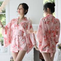 Polyester Sexy Kimono loose & breathable Kimono Costume & belt pink PC