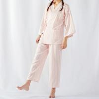 Cotton Women Pajama Set & two piece & breathable Pants & top striped PC