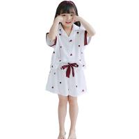 Polyester Girl pajamas & two piece & breathable Pants & top white Set