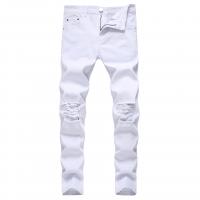 Cotton Long Trousers & Middle Waist Men Jeans & skinny white PC