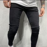Cotton Middle Waist Men Jeans & skinny black PC