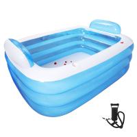 PVC Inflatable & foldable Inflatable Pool plain dyed Solid blue and white PC