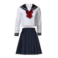 Polyester Schoolgirl Costume  & breathable Necktie & skirt & top Solid blue PC