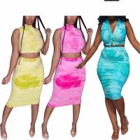 Polyester Two-Piece Dress Set & two piece & breathable Tie-dye PC
