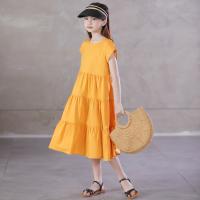 Cotton Girl One-piece Dress mid-long style & loose Solid PC