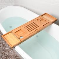 Moso Bamboo Multifunction Bathtub Rack stretchable & anti-skidding Moso Bamboo Solid PC