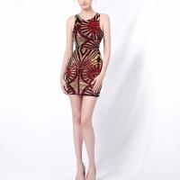 Polyester Slim Short Evening Dress & breathable Sequin Solid PC