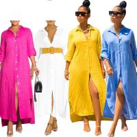 Polyester Shirt Dress & loose & breathable Solid PC