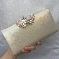 Synthetic Leather hard-surface Clutch Bag with chain & with rhinestone Polyester Solid PC