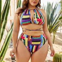 Polyester Plus Size & High Waist Tankinis Set multi-colored PC