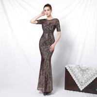Polyester Slim & Mermaid Long Evening Dress Sequin Solid PC