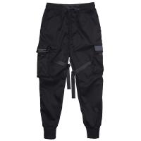 Polyester Long Trousers & Plus Size & Middle Waist Men Casual Pants & loose Polyester black PC